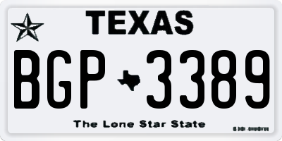 TX license plate BGP3389