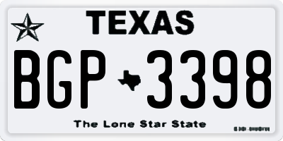 TX license plate BGP3398
