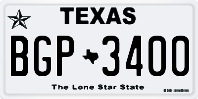TX license plate BGP3400