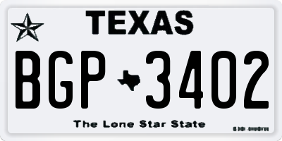 TX license plate BGP3402