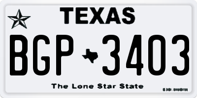 TX license plate BGP3403