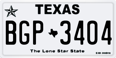TX license plate BGP3404