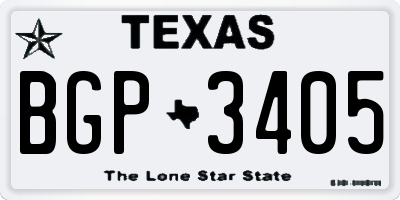 TX license plate BGP3405