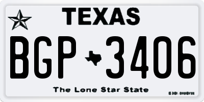 TX license plate BGP3406