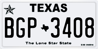 TX license plate BGP3408
