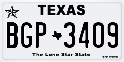 TX license plate BGP3409