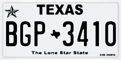 TX license plate BGP3410