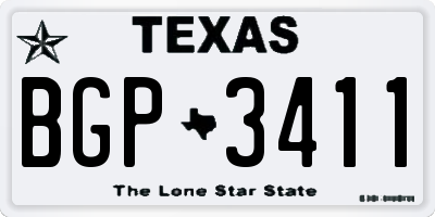 TX license plate BGP3411
