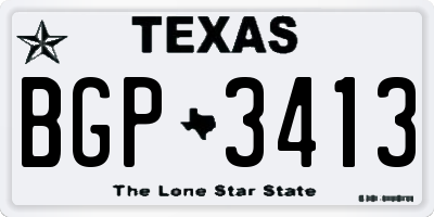 TX license plate BGP3413