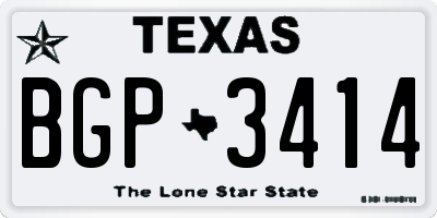 TX license plate BGP3414