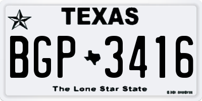 TX license plate BGP3416