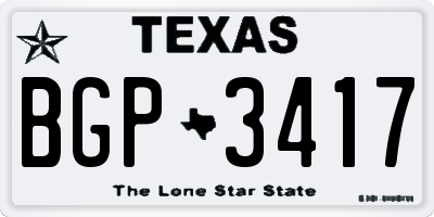 TX license plate BGP3417
