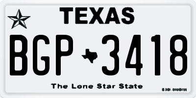 TX license plate BGP3418