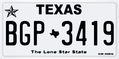 TX license plate BGP3419