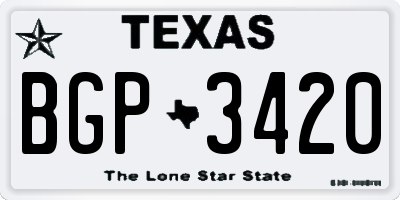 TX license plate BGP3420