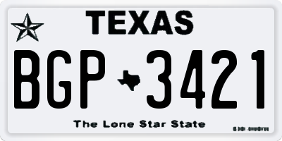 TX license plate BGP3421