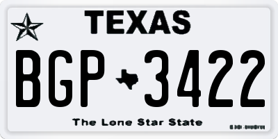 TX license plate BGP3422