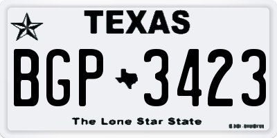TX license plate BGP3423