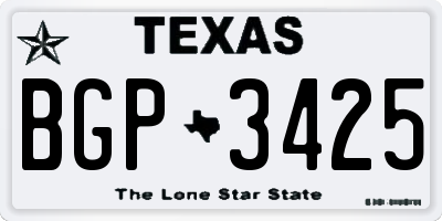 TX license plate BGP3425