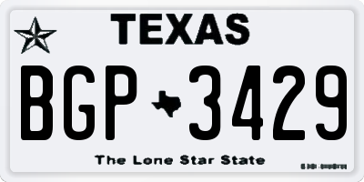 TX license plate BGP3429