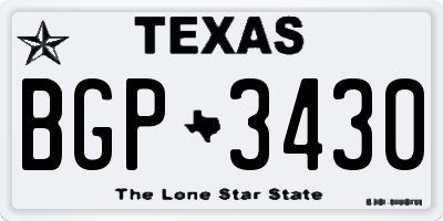 TX license plate BGP3430