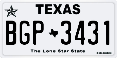 TX license plate BGP3431