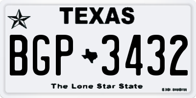 TX license plate BGP3432