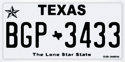 TX license plate BGP3433