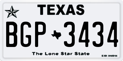 TX license plate BGP3434