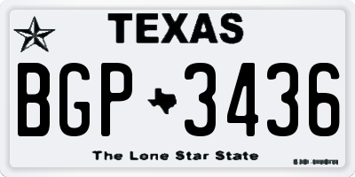 TX license plate BGP3436