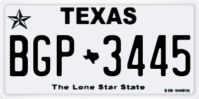 TX license plate BGP3445