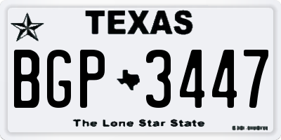 TX license plate BGP3447