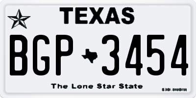 TX license plate BGP3454