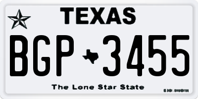 TX license plate BGP3455