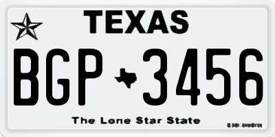 TX license plate BGP3456