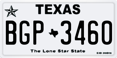 TX license plate BGP3460