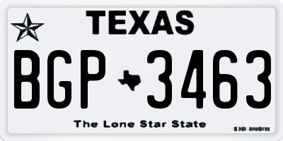 TX license plate BGP3463