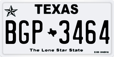 TX license plate BGP3464