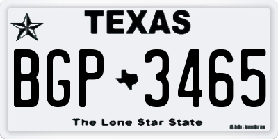 TX license plate BGP3465