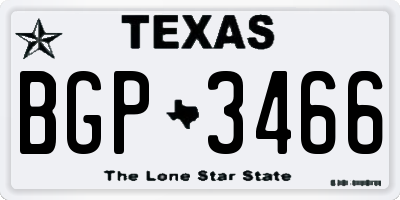 TX license plate BGP3466