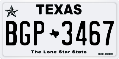 TX license plate BGP3467