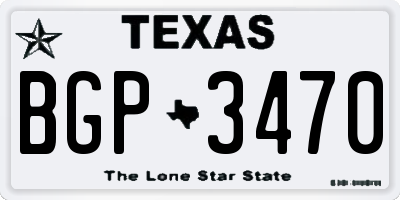 TX license plate BGP3470