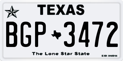 TX license plate BGP3472