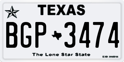 TX license plate BGP3474