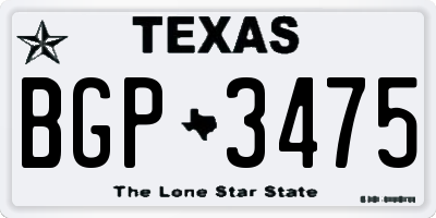 TX license plate BGP3475