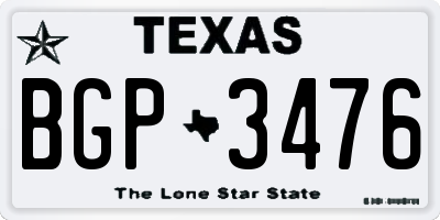 TX license plate BGP3476