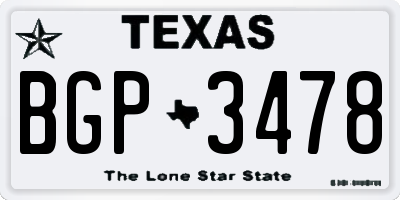TX license plate BGP3478
