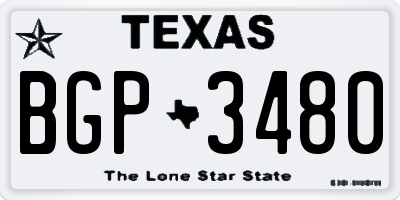 TX license plate BGP3480