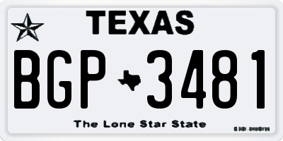 TX license plate BGP3481