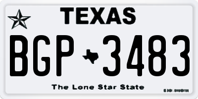 TX license plate BGP3483